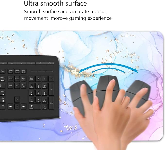 Extended Gaming Mouse Pad (31.5 X 11.8 in), Large Non-Slip Rubber Base Mousepad,Keyboard Mouse Mat Desk Pad for Work, Game, Office, Home - Blue Purple Rose Gold Marble