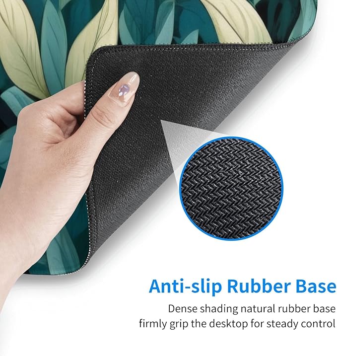 Gaming Mouse Pad, Large Non-Slip Rubber Base Mousepad, Keyboard Mouse Mat, Desk Pad with Stitched Edges, 31.5x11.8inch, Morris Leaves