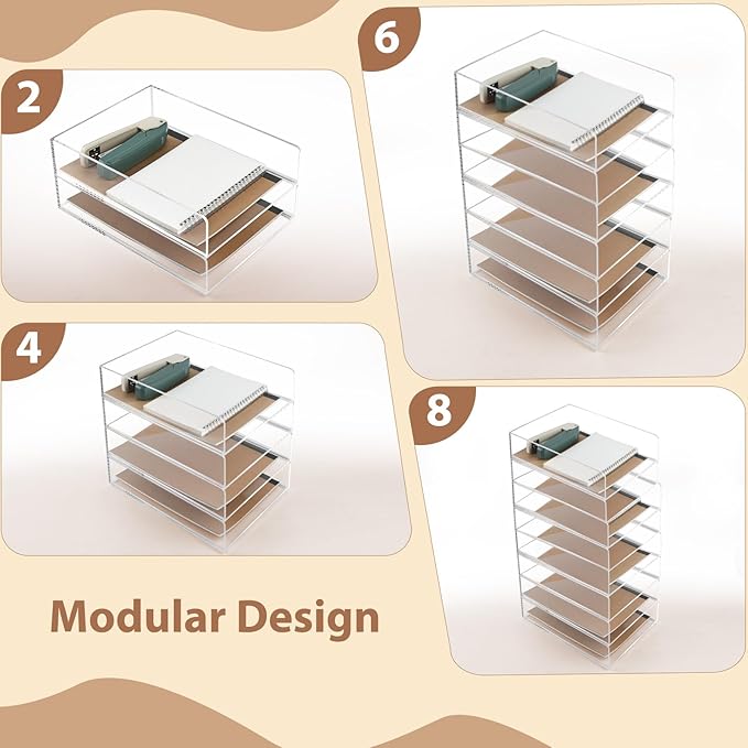 2 Pack Acrylic Paper Tray Organizer for Desk Clear File Organizer,Acrylic Desk Organizers and Accessories Sorter,Perfect for File Paper, Ipad, Letter, A4 Office File, Books, Notes.(Vertical)