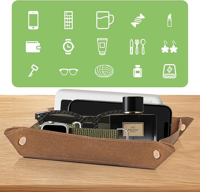 Jewelry Tray Organizer Set of 3 Washable Kraft Paper Trays Portable Desktop Nightstand Office and Travel Use Catch All for Jewelry Keys Coins Watch Phone Remote
