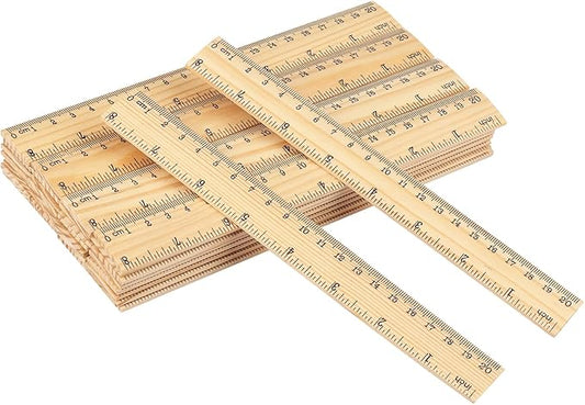 144 Packs Wooden Rulers, 8 Inch Double Sided Wood School Ruler for Home, Student, Office Use, 2 Scale,by GNIEMCKIN