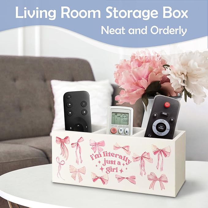 SNNDER Pink Coquette Bow Preppy Pen Holder, Preppy Desk Decor, I'm Literally Just a Girl Pink Girly Acrylic Pen Pencil Holder Organizer for Home Girls Room Dorm Office Desk Accessories