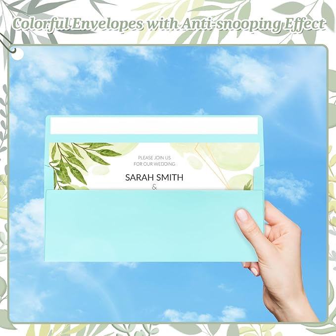 200 Pcs #10 Business Envelopes, Self Seal Standard Envelopes, Windowless Business Mailing Envelopes for Office, Checks, Letters, Invoices, Statements, Wedding, Size 4-1/8 x 9-1/2 inch (Light Blue)