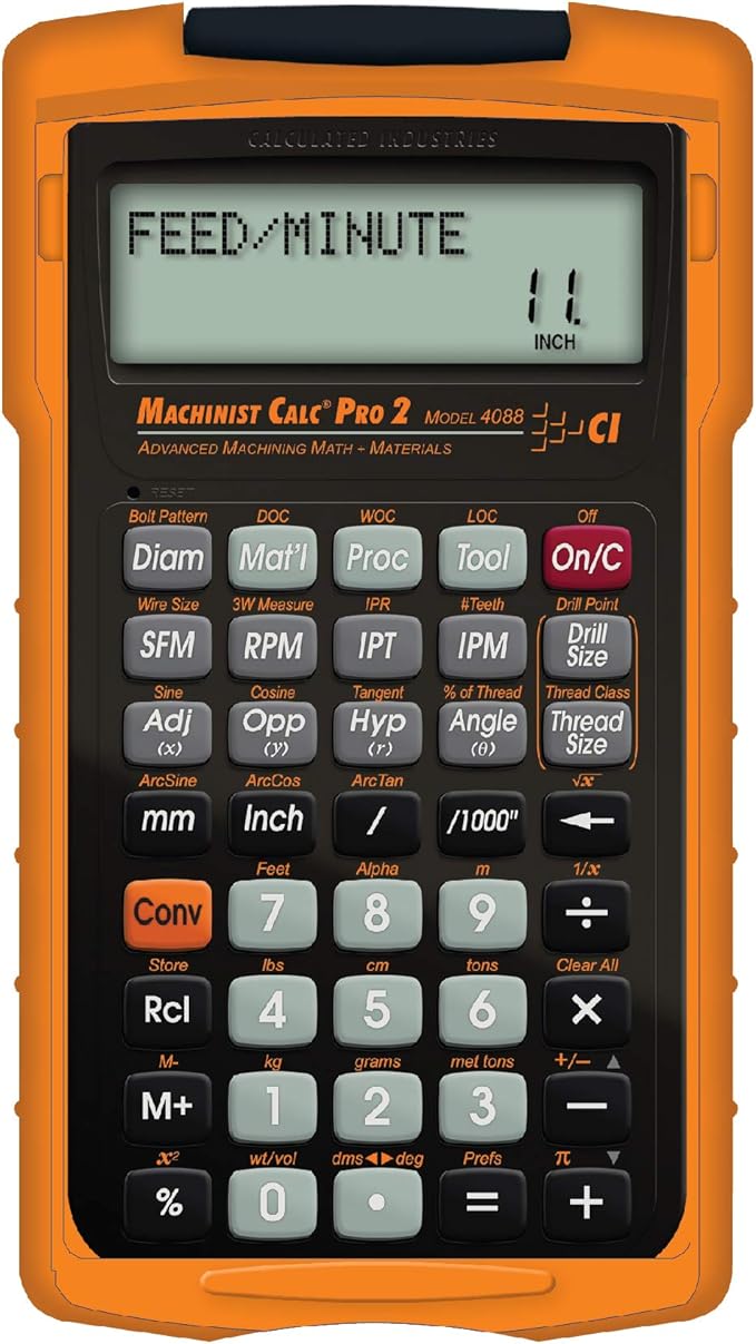 Calculated Industries 4088 Machinist Calc Pro 2 Advanced Machining Calculator | Speeds and Feeds, DOC, LOC and WOC for Materials and Tool settings | Machinists, Setters, Tool & Die Makers, Shop Owners