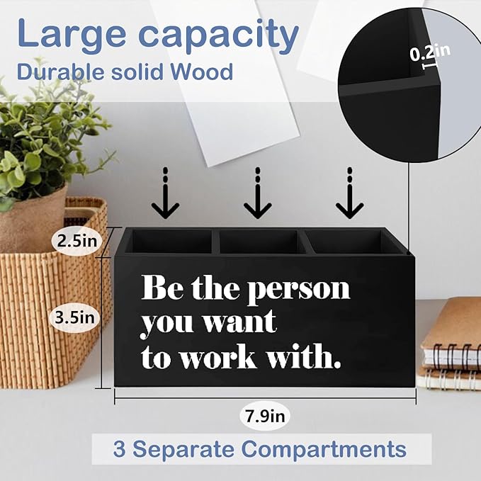 SNNDER Be the Person You Want to Work Motivational Pen Holder, Inspirational Desk Decor, Motivational Gifts for Women Men Pen Acrylic Pen Pencil Holder Organizer for Office Desk Accessories