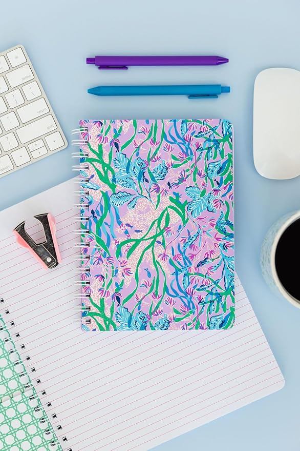 Lilly Pulitzer Hardcover Mini Spiral Notebook, 8.5" x 6.5" Small Journal with 160 College Ruled Pages, Secret Escape