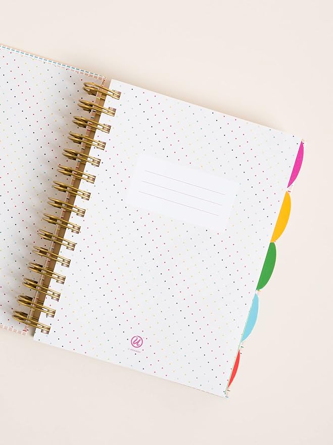 U Brands Responsibly Sourced ‘Stripes & Brights’ Tabbed Journal, Office Supplies, Textured Cover, Gold Hardware, 6” x 8"