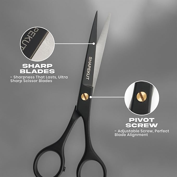 Professional Hair Scissors 6.5” - High Carbon Stainless Steel Barber Salon & Home Use Hair Cutting Scissors – Super Sharp Hair Shears Blades - Ergonomic for Men, Women & All Ages (Black, 6.5 inches)