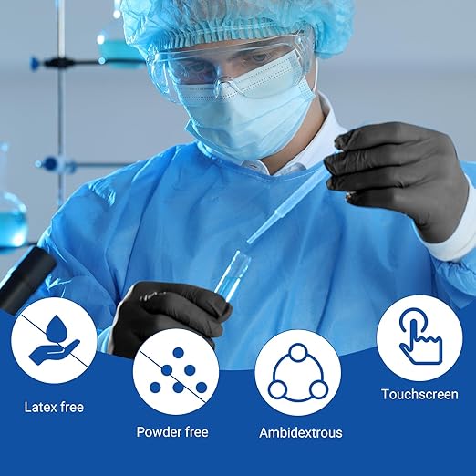 JMU Black Nitrile Gloves Medium Bulk, 2000 Count, 3.5Mil Disposable Nitrile Gloves Latex Free Powder Free
