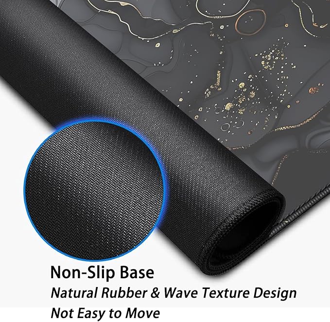 Dark Marble Desk Pad Mouse Pad,Large XL Retro Mouse Mat with Stitched Edges,Non-Slip Rubber Base Mousepad for Office PC Keyboard Laptop and Home Work Desk Mat(27.5X11.8 in)