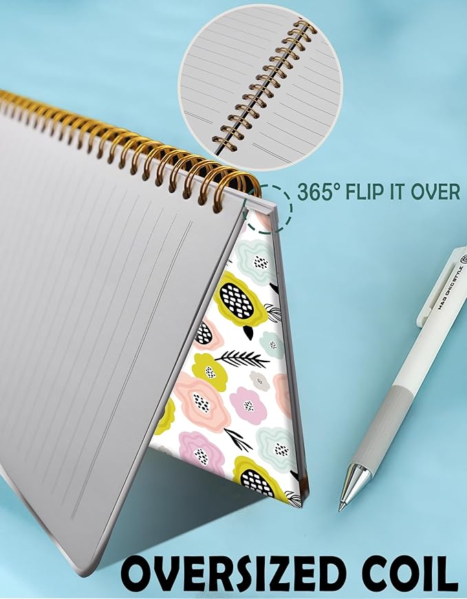 Spiral Journal Notebook for Women,A5 College Ruled Notebooks 6"x 8.4", 120 Pages Lined Journal with Premium Thick Paper,Perfect for School Office Home Gifts(colorful flower plants)