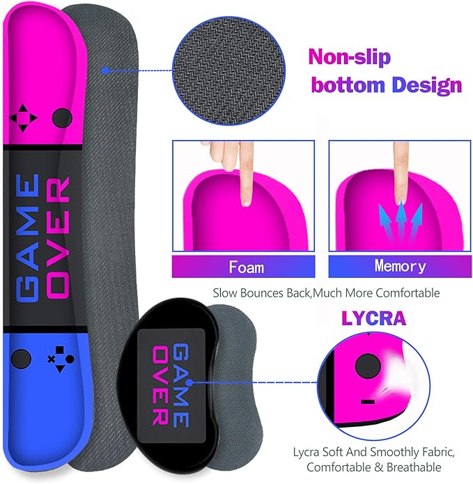 ARTSO Large Gaming Mouse Pad, Keyboard Wrist Rest Pad & Wrist Support Mousepad Set, Stitched Edge, Extended, Non-Slip Base, Memory Foam Desk Mat Office, Home, Blue Purple Game Console