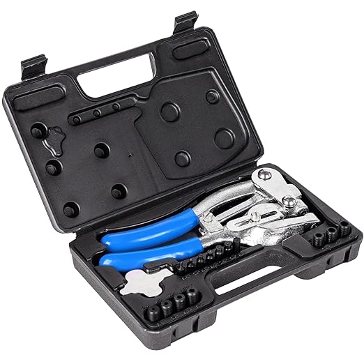 Metal Hole Punch Tool Set - Professional Heavy Duty Hole Punch for Metal - Hand 3/32in to 9/32in for Aluminum, Brass and Steel Sheet Metal with Storage Box - Blue