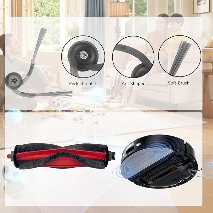 22 Pack Replacement Accessories Kit Compatible With Roborock Q10 S5/Q10 S5+/Q10 X5/Q10 X5+,2 Main Brush 6 Side Brush,4 Hepa Filter,4 Mop Pads,4 Dust Bags (Q10 Series)