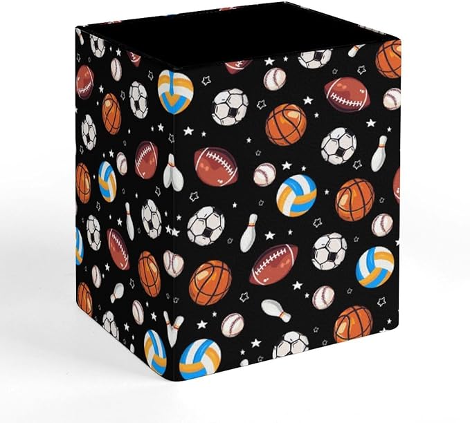 Square Pen Holder & Pencil Organizer for Desk - Office Storage Organizer, Markers/Makeup Brushes/Scissors Holder, Compact Desk Decor Accessories for Home Classroom School(Balls)