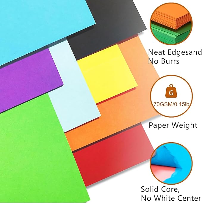 200 Sheets Colored Paper 6 x 6inch - Cezmkio Colored Paper (20 Colors) Assorted 70gsm Handmade Copy Paper Pastel Paper Cardstock for DIY Arts and Crafts Colorful Projects