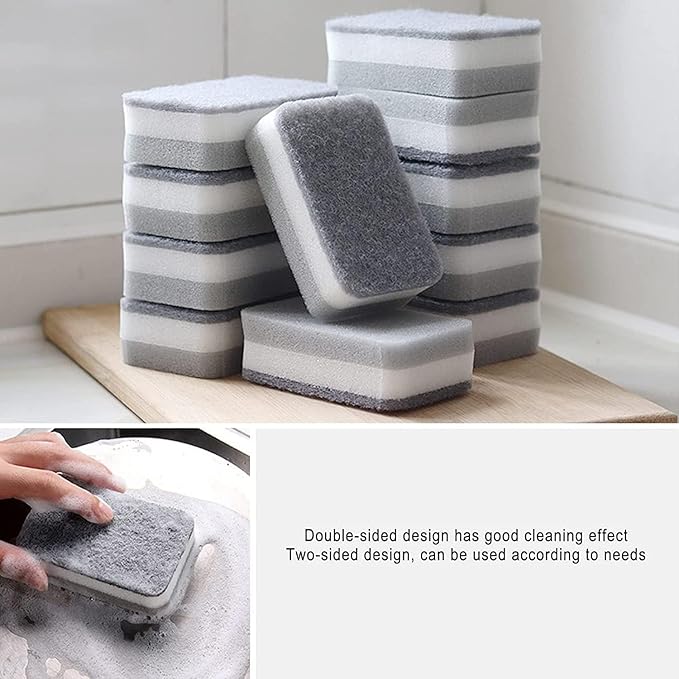 Sponge Individually Wrapped, Kitchen Dishwashing Sponges Bulk, Non Scratch Dishes Scouring Pad, Odor-Free Cleaning Sponge Wipes Scrubber Suitable for Travel Camping Apartments (200 Pack)