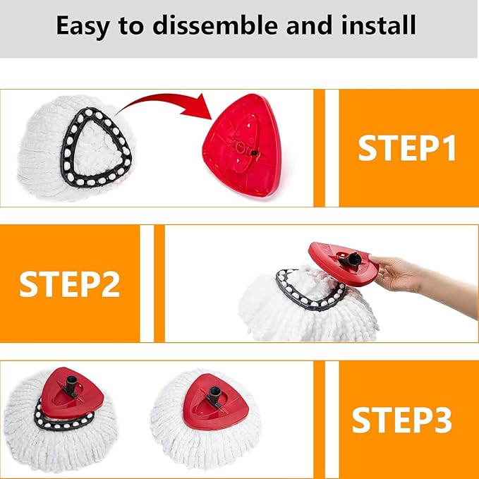 16Pack Spin Mop Replacement Heads for O Cedar, 100% Microfiber Mop Head Replacement Fits Triangle Mop Replace, Easywring 1-Tank System, 360 Degree Spin Refill for Easy House Cleaning Floor Mopping