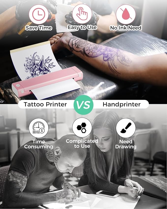 Phomemo Inkless Portable Printer for Travel - Wireless Thermal Printer Compatible with Phone & Laptop, Bluetooth Printers Supports 8.5" X 11" Letter Thermal Paper, Come with Carry Case