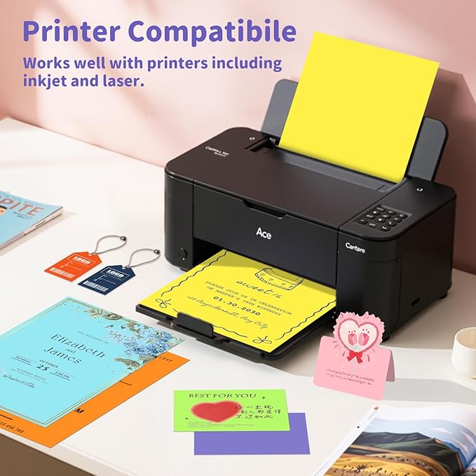 360 Sheets Colored Cardstock 8.5" X 11", 9 Assorted Colors Construction Paper 200 GSM Card Stock Printer Paper 8.5 x11 for Scrapbook, Cricut, Card Making, DIY Crafts, School Supplies,Party Decorations