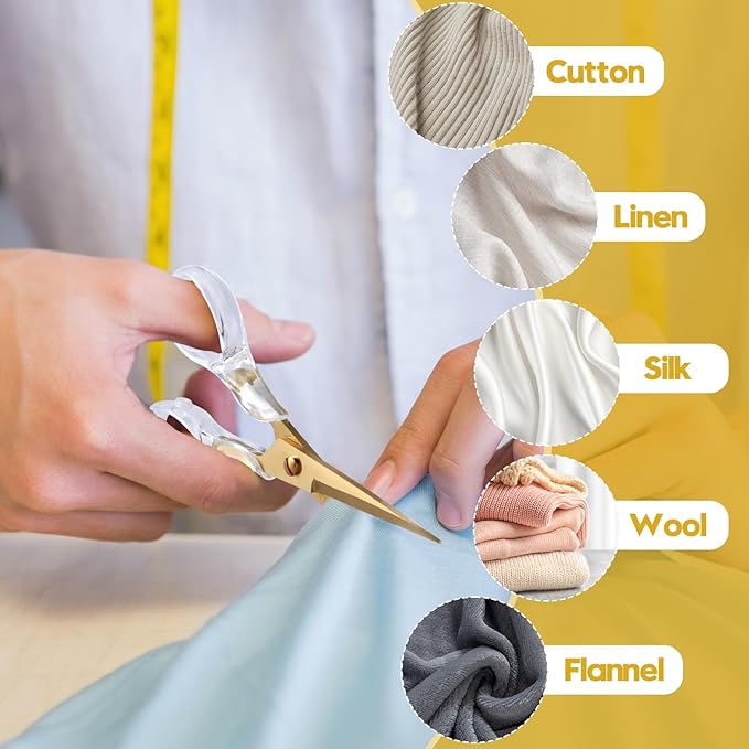 Honagu Acrylic Scissors 2-Pack 6.5", Multipurpose Stainless Steel, Sharp, Safe,Paper and Fabric Scissors for School, Office, Home, Sewing and Crafting (Rose Gold+Gold)