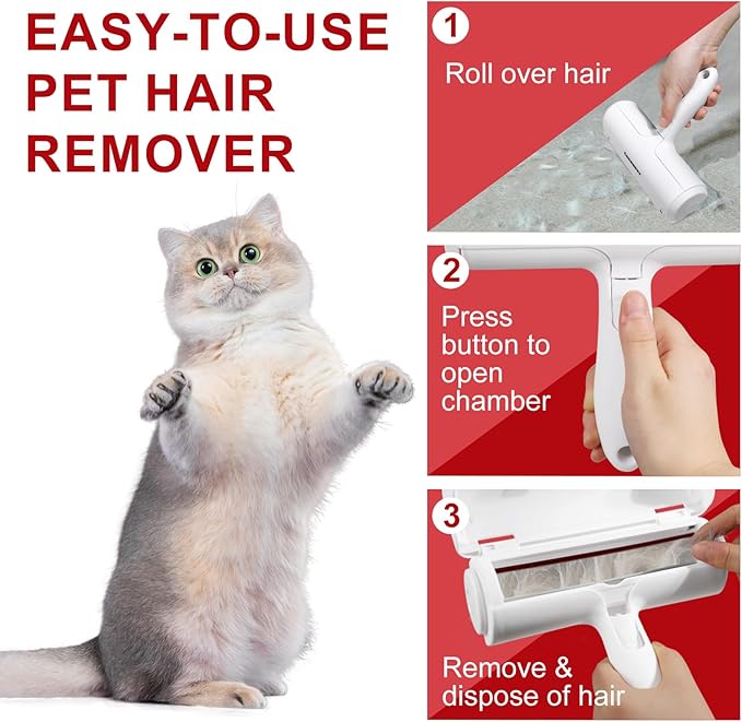 Cornnpet Roller Pet Hair Removal Tool – Reusable Lint Roller for Dogs & Cats – Self-Cleaning Fur Remover Brush - Portable, Multi-Surface Fur Removal Tool - Glove Brush and Pet Hair Extra Sticky Roller