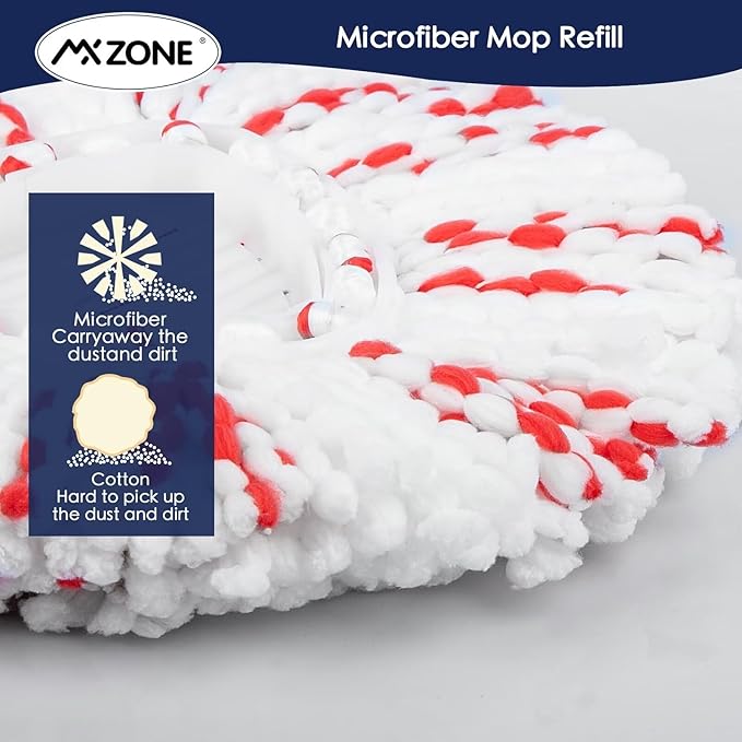 Spin Mop Heads Replacements Compatible with O Cedar Easy Wring 1-Tank System, 40% More Cleaning Power Mop Replace Head, Deep Cleaning Mop Refills, 2 Packs
