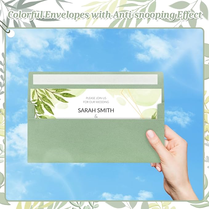 Mulbozy 50 Pcs Sage Green #10 Business Envelopes, Self Seal Standard Envelopes, Windowless Business Mailing Envelopes for Office Checks Letters Invoices Statements Wedding, Size 4-1/8 x 9-1/2 inch