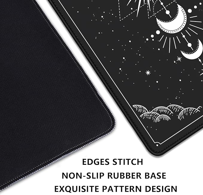 Moon Phases Celestial Witchy Tarot Astrology Witch Aesthetic Extended Desk Pad Mouse Pad,Stitched Edges Non-Slip Rubber Base XL Mouse Mat Desk Mat for Office Home Work Mousepad(27.5X11.8 Inch)