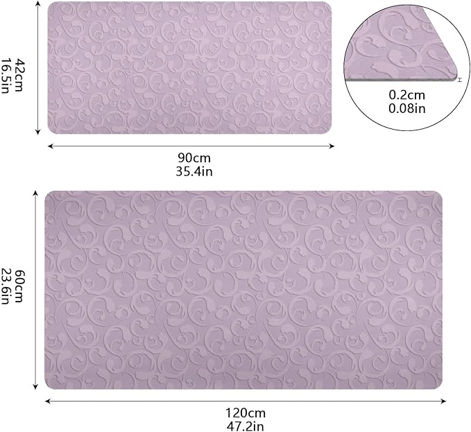 Mouse Pad Desk Mat Leather Desk Pad Large Gaming Desk Cover Protector Mat for Keyboard Computer Laptop Office Waterproof 35.4 x 16.5 Inch Floral Vintage Purple