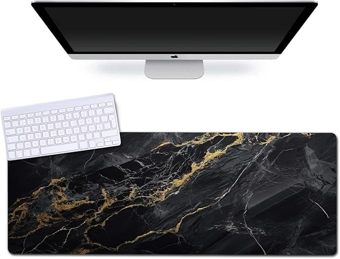 Extended Gaming Mouse Pad (31.5x11.8 in), Large Non-Slip Rubber Base Mousepad,Keyboard Mouse Mat Desk Pad for Work, Game, Office, Home -Black Rose Gole Marble