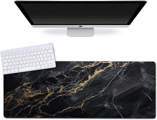 Extended Gaming Mouse Pad (31.5x11.8 in), Large Non-Slip Rubber Base Mousepad,Keyboard Mouse Mat Desk Pad for Work, Game, Office, Home -Black Rose Gole Marble