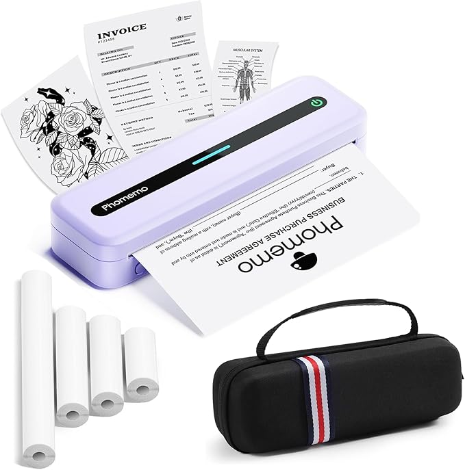 Phomemo Portable Thermal Printer, Bluetooth Portable Printers Wireless for Travel, M832 Inkless Mobile Printer for Phone Laptop, Support 8.5''x11''/A4/4.33''/3.15''/2.08'' Thermal Paper, with Case