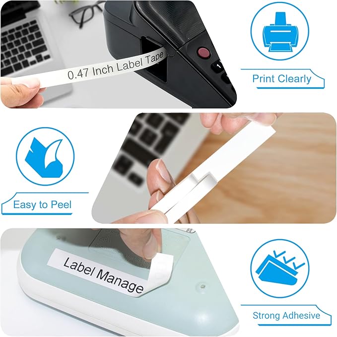 2PK TZe231 Label Maker Tapes Replacement for Brother P Touch Label Tape 12mm 0.47 Laminated White TZe-231 TZ-231 Compatible with Brother PTD220 PTH110 PTD400 PTD600 PT1900/1910