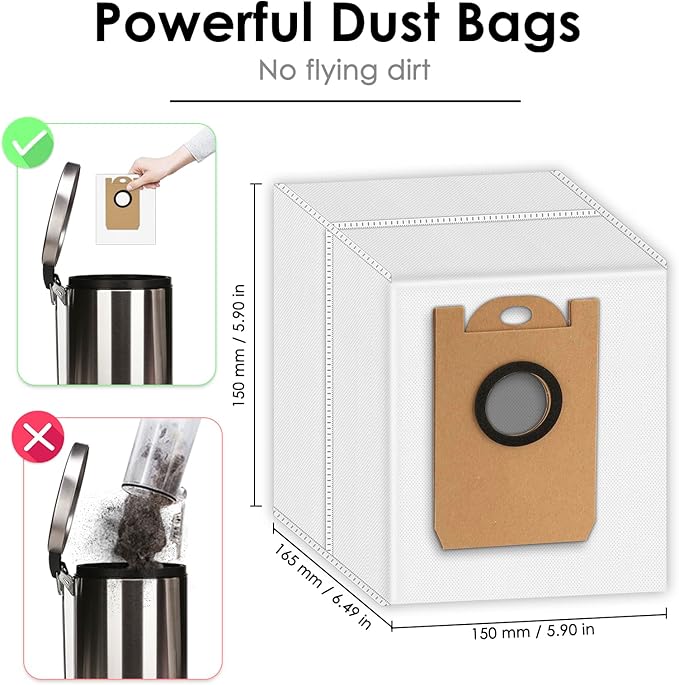 (12 Pack) T20+ Replacement Dust Bags Compatible With Airrobo T20+ Robotic Vacuum Cleaner, Disposable Dust Bags, Accessories Kit