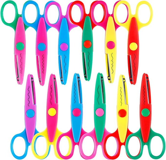 UCEC Craft Scissors - Decorative Edge, 12 Pack, Colorful Color, Zig Zag & Pattern Scissors for Crafting & Scrapbooking