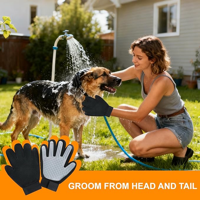 ZQJKLE Pet Hair Removal Glove for Cats & Dogs 1PC and Cat & Dog Grooming Gloves for Shedding Brushes 1 Pair, Pet Hair Remover Tool for Clothing, Couch, Carpet, Car Seat, Deshedding Brush & Massage