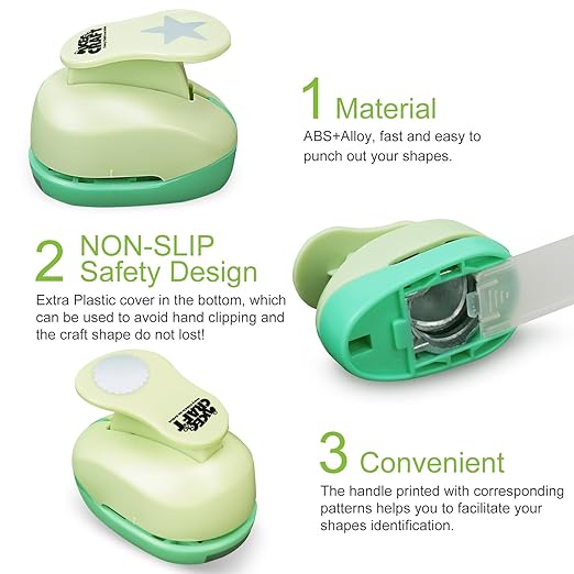 UCEC Hole Punch 1 Inch Craft Hole Punch Shapes, 36 Pieces Hole Puncher for Crafts Set with Craft Paper Cardstock, Mix Shape Designs Hole Puncher for Kids for Crafting Scrapbooking