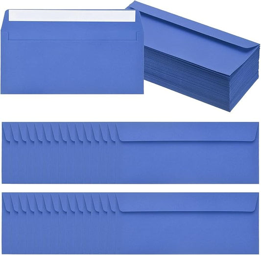 PATIKIL 100 Pack Light Sky Blue #10 Business Envelopes, Colored Self Seal Letter Size Envelopes for Business Mailing Office Checks Invitation, 4-1/8 x 9-1/2 Inches