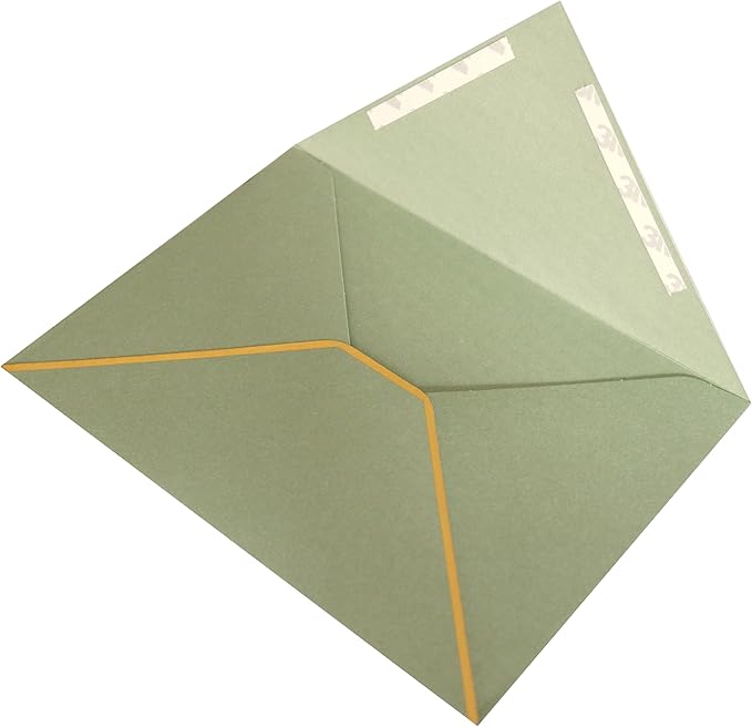 A7 Envelopes - V Flap Foil Border Luxury Mailing Envelopes for 5" x 7" Cards - for Wedding, Invitations, Baby Shower, Photos, Graduation, Birthday, Bridal Shower - 5.25" x 7.25" (Sage, 50 Pack)