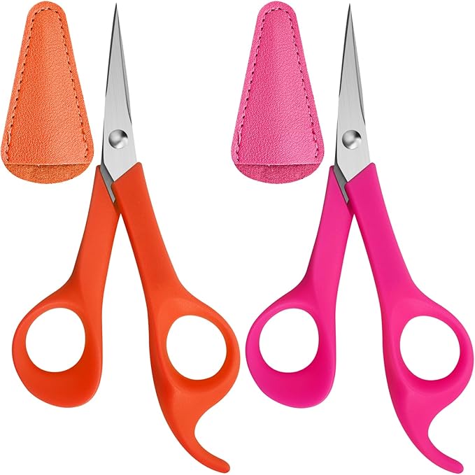 Precision Detail Scissors,Pointed Small Craft Scissors,Stainless Steel Sharp Blades Scissor with Safety Cap,Mini Sewing Scissor Set Embroidery Quilting Knitting Crafting 6 inch