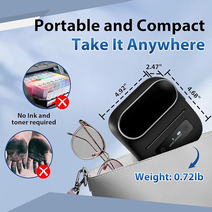 M220 Label Maker, Upgrade Sticker Maker Machine Prints 0.78-3 inch, Portable Label Printer with Tape for Small Business & Homeuse, Compatible with Phones and PC, with 40x30mm Label