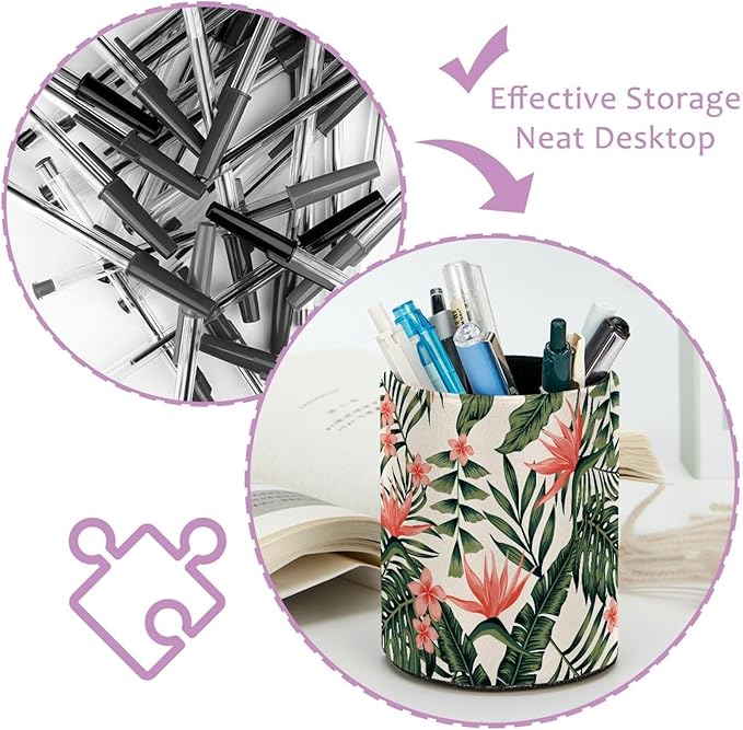 Pen Holder Tropical Leaf Pencil Holder for Desk Makeup Organizer Office Supplies for Home,Kids and School