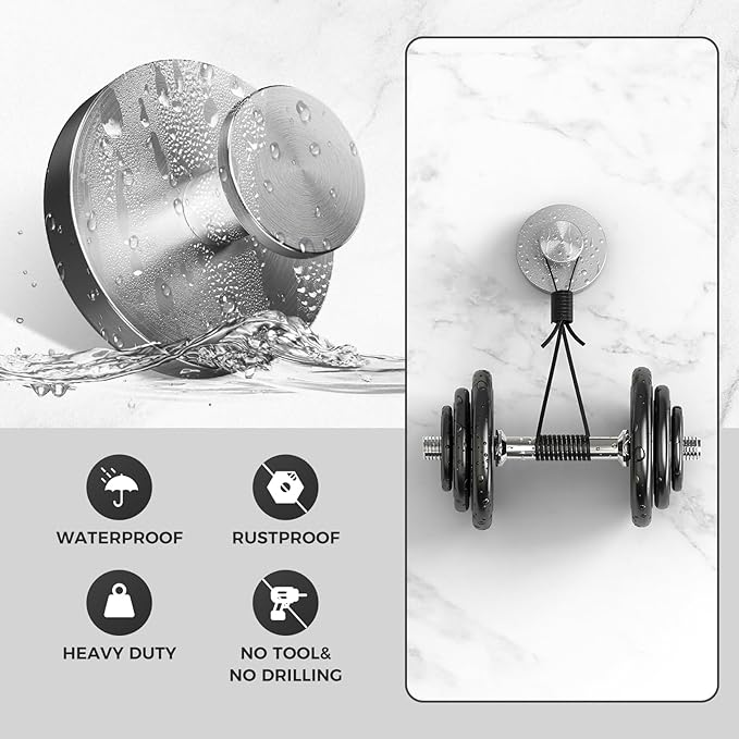 WingWider Shower Hooks for Inside Shower,Suction Cup Hooks for Glass Window,Removable Towel Hooks for Bathrooms,2 Packs(Silver)
