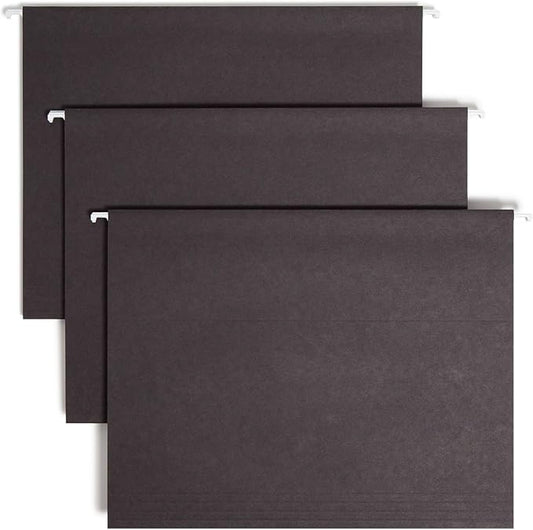 Smead Standard Hanging File Folders, 25 Count, Black, 1/5-Cut Adjustable Tabs, Letter Size (64062)