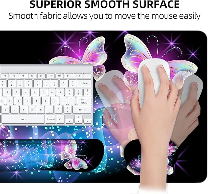 LATEEFAH Desk Mat, Mouse Pad with Wrist Rest, 4-in-1 Large Mouse Pads for Desk, Ergonomic Mouse Pad and Keyboard Wrist Rest Gaming Keyboard Mat for Office, Home