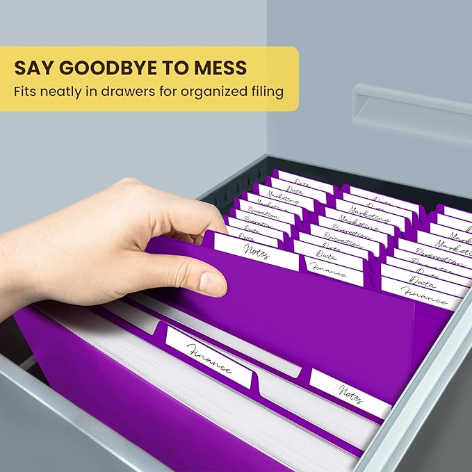 Colored File Folders Letter Size, 60 Pack Purple Folders 1/3 Cut Tabs, Assorted Pastel Color Office School Buiness Folders for Filing Organization, Paper File Folder Bulk Set