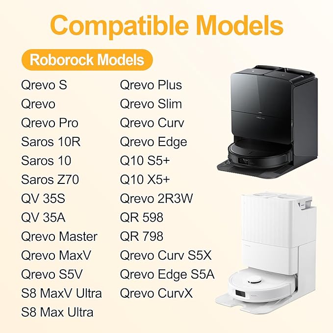 RUKHOOL QV 35A Dust Bags for Roborock Qrevo S5V/ Saros 10R / QRevo Edge/Qrevo Curv/Qrevo S Vacuum Bags for S8 MaxV Ultra/ S8 Max Ultra Qrevo/Qrevo MaxV/Pro/Qrevo Slim Dirt Collector Replacement Parts