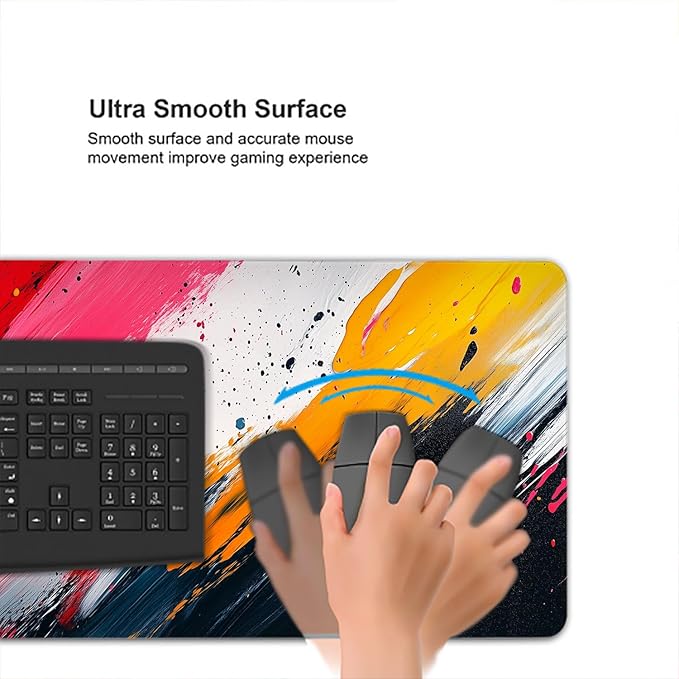 Abstract Paint Art Desk Mat Gaming Mouse Pad Colorful Red White Black Mouse Pad Large Mousepad Extended Laptop Keyboard Mat Gaming Desk Pad Mouse Mat Office Computer Keyboard Laptop Home 31.5"x11.8"