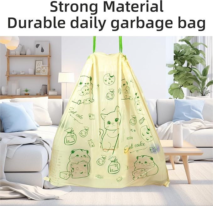 13 Gallon Trash Bags Drawstring, 50 Count Tall Kitchen Trash Bags, Sturdy Large Trash Bags, Cat & Mouse Printed Garbage Bags 13 Gallon Tall Kitchen, Tear Resistant Kitchen Garbage Bags for Kitchen